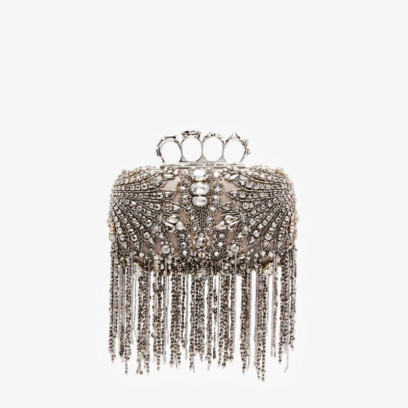 Alexander McQueen Women's Black Exploded Victorian Jewel Knuckle Clutch (Lambskin)